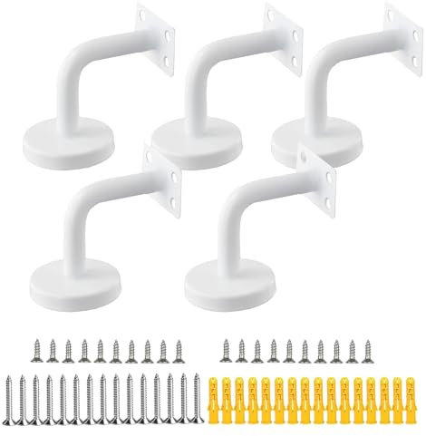 5 Piezas Soporte para Pasamanos de Escalera, Acero Inoxidable, para Reposabrazos Plano (Blanco)
