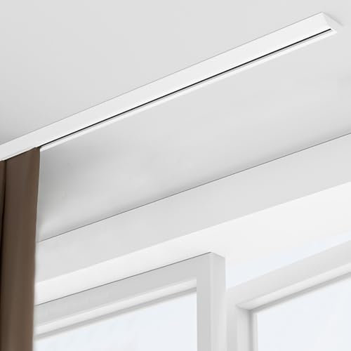 Deckenschiene für Vorhänge, 4,8 m, Vorhangschienensystem, Metall-Raumteiler-Set für Zuhause, Salon, Krankenhaus, Wohnmobil, Trennwände, Stangen, Regal, Deckenhalterung, ultradünne Schienen (schwarz)