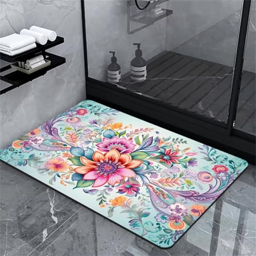 Tapis de Bain Absorbant, Tapis Salle de Bain Absorbant Antidérapant, Tapis de Douche, Tapis de Bain Diatomite, Tapis de Salle de Bain, Tapis Douche, Tapis Pierre Salle de Bain, Tapis Square 70x120cm