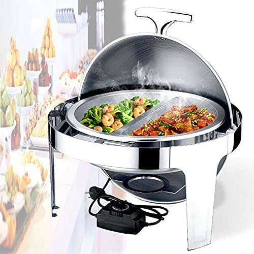 Stainless Steel Chafing Dishes, Chafers and Buffet Warmers, 6L Roll-Top Chafing Dishes Food Warmer for Buffet Banquets Wedding or Party, 49x49x46cm