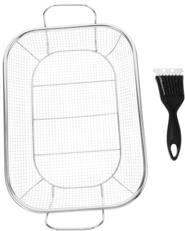 HANABASS 1set Cestino Grigliate Inossidabile Multi-funzione Per Barbecue All Aperto Vassoio Per Cottura Di e Verdure Design Ergonomico e Rete Fitta Per Cibi Croccanti Include Di Utensili