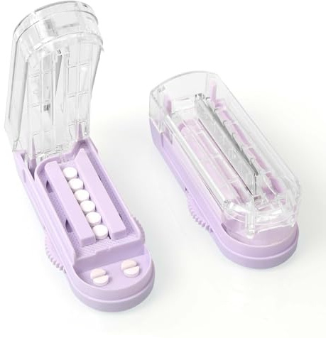 AOGOE Multiple Coupe Comprimé Médicaments, Coupe-Comprimé Avec Engrenage Réglable, Coupe Cachet Avec Alignement Précis, Séparateur De Pilules Portable pour Couper et Écraser Petits et Gros Cachets