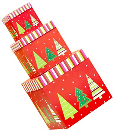 TOVINANNA Quadratischer Weihnachtsgeschenkboxen Aus Pappe Geschenkverpackungsboxen Mit Weihnachtsmotiven Für Geschenke Und Süßigkeiten Kartongeschenkkartons Für Weihnachten