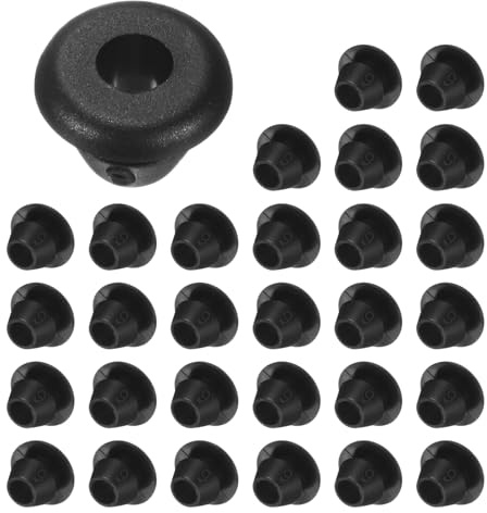 M METERXITY 30-Pack Cable Railing Rubber Grommets, 6mm Drill Hole 4mm ID Eyelet Ring Gasket for Wiring, Wire Cable, Automotive, Metal Cable Railing Post, Car Grommet [Black]