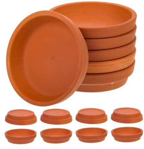 Homoyoyo Set 10 Piatti d'Acqua in Ceramica Rossa per Vasi da Fiori, Sottovasi Rotondi 8x2 Cm per Giardinaggio e Piante da Interno, Accessori Protettivi per Vasi e Bonsai, Facili da Pulire