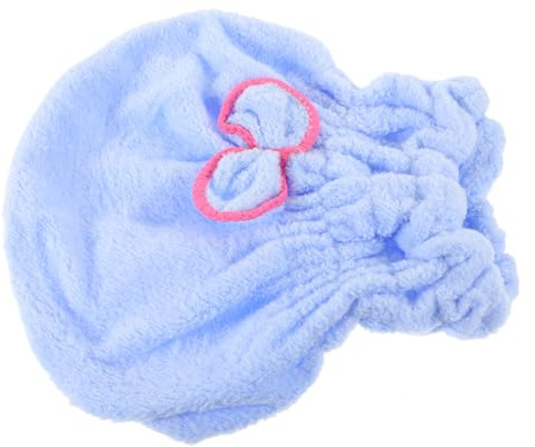 Mikrofaser Haartrockenhaube mit Schleife, Blau, für Zuhause und Reise | Saugfähig, Schnell Trocknend, Angenehme Haptik, Elastischer Sitz, Badewannen Nutzung Zufällige Farbe