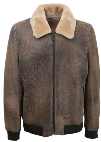 Hollert Lammfelljacke Fliegerjacke Ragner Herren Felljacke Winterjacke Merino Schaffell Echtleder Größe 4XL