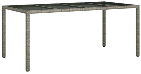 vidaXL Garten-Esstisch Grau 190 x 90 x 75 cm Poly-Rattan, Garten und Terrasse, Moderne Esstisch, haltbare Möbel, wetterbeständig, elegant