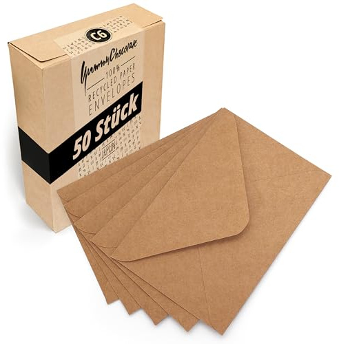 Japun - Sobres (50 piezas) - formato C6, 162 x 114 mm, papel kraft marrón