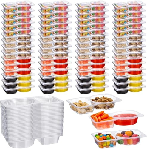 30 Scatole per Riutilizzabili, Contenitori Snack Doppio Scomparto con Coperchio Ermetico, Contenitori per Snack con Palpebre, Sicuri Ideali per Casa, Ufficio, Scuola, Viaggio e Pranzo al Sacco