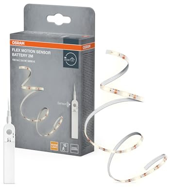 OSRAM FLEX tiras LED con sensor de movimiento y pilas 2m | Flex Motion Sensor Battery, Ambient Mood Light, Blanco, , Paquete de 1