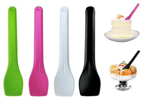 100 Stück Eislöffel, Biologisch Abbaubar Dessertlöffel, Wiederverwendbares Löffel Set, Kleine Löffel für Eis, Kuchen, Gelee, Joghurt,(Farbe zufällig)