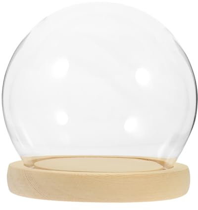 Diyeah Cupola Di Vetro Trasparente Con Base in Legno Espositore Per Fiori Conservati E Piante Grasse Per Decorazioni Casa E Feste