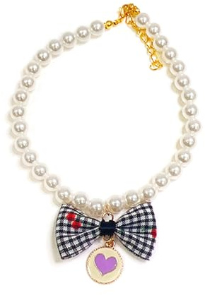 TERNCOEW Adjustable Pet Pearl Necklace Accessories For Cats Animals Fashion Collar Kitten Dog Camping Photography For Necklace For Tiny
