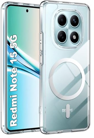 Fitudoos Cover per Xiaomi Redmi Note 15 4G / 5G / Poco M8 5G, Compatibile Con MagSafe, Custodia protettiva antiurto per cellulare, anti-ingiallimento, anti-olio e anti-graffio Cover - Trasparente