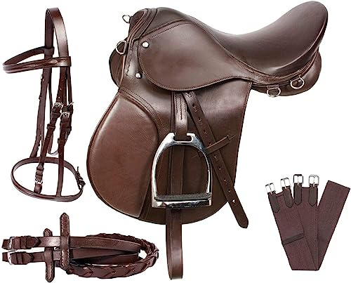 Leather Ride Laiba Emporium Englischer Sattel | Allzweck-Leder-Reitzeug (Größe 30,5 cm Sitz bis 45,7 cm Sitz) 45,7 cm Sitz