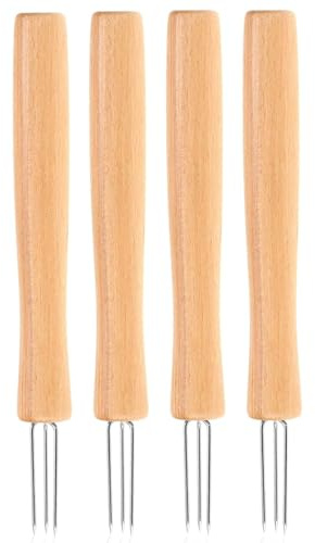 Supporti per pannocchie di mais | Utensili da cucina a tre denti con manico in legno, pezzi Spiedini di pannocchia - Per arrostire frutta verdura barbecue feste campeggio