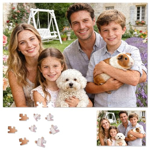 Personalised Jigsaw Puzzles for Adults 1000/500/300/200/70 Pieces,Wooden Custom Puzzle Frameless,Pet Portrait,Landscape Image Ideas Gifts for Family,Friend,Birthday,Valentine's Day(500 PCS)