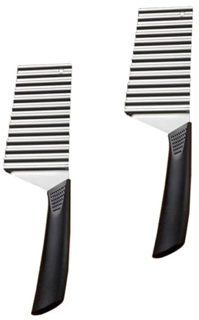 FOMIYES Lot de 2 Coupe-frites Ondulés en Acier Inoxydable, Lame Crantée pour Pommes de Terre et Légumes, Outil Cuisine Polyvalent, pour Découpe Frisée Cuisine Maison