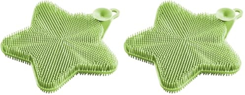 Metaltex Reinigungsschwamm Silikon, Küchenschwamm Stern, spülmaschinengeeignet, Grün (Packung mit 2)