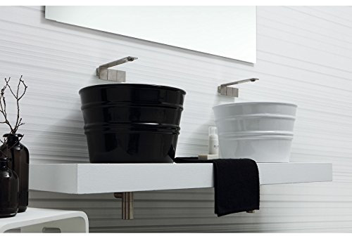Lavandino Lavabo Appoggio/Sospeso Horganica Tondo Modello Bacile Bianco 46,5xH30 cm (Con porta asciugamani)