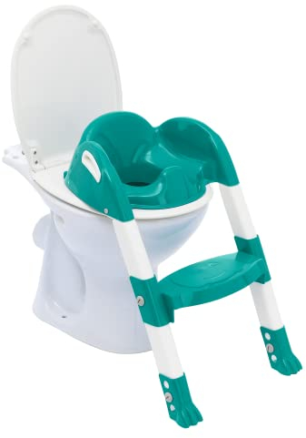 Thermobaby - Kinder WC Reduzierer - Kiddyloo - Clever, Spielerisch & Hygienisch - Verstellbare Füße - Rutschfeste Stufe - Kompaktes Zusammenklappen - Ab 18 Monate - Smaragd