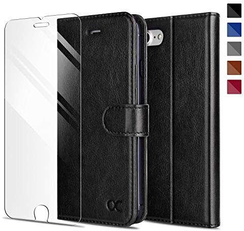 OCASE für iPhone SE 2022 5G Hülle für iPhone 7/8/SE 2020 Schwarz | [mit Schutzfolie] [Premium Leder] Schutzhülle Klapphülle Handytasche Etui für iPhone SE 5G 3rd Generation Handyhülle