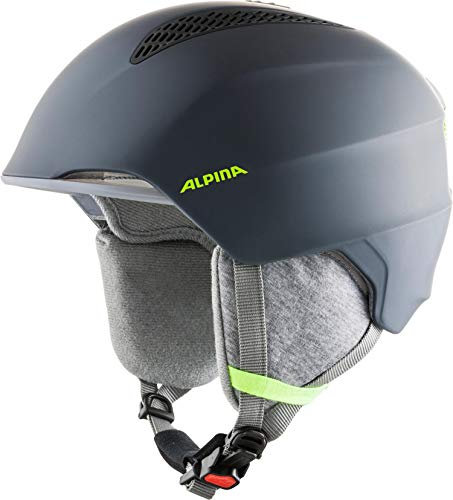 Alpina Grand JR - Sicherer, Leichter, Stoßabsorbierender & Individuell Anpassbarer Skihelm Für Kinder, Charcoal-neon Yellow matt, 51-54 cm