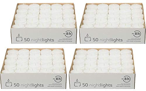 safe candle Nightlights Teelichte, transparente Polycarbonathülle, 8 Std. Brenndauer (4x50 Stück)