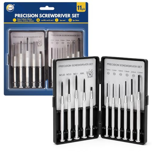 DID Precision Screwdriver Set, Mini Small Tool Kit for DIY Repair, Flathead Phillips Micro Driver Case, Ideal Hand Toolkit for Clock, Watch, Sunglass, Laptop, Phone, Toys & Fixing Screw (Pack of 11)