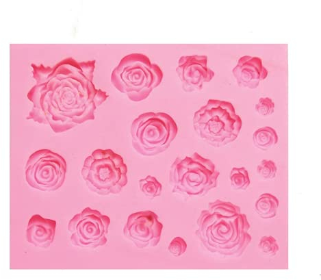 Silicone Rose Flower Fondant Mold 21 Cavity Roses Shape Cake Cupcake Top Decoration Mould for Chocolate Handmade Candy Making Pastry Candle DIY Dessert Tool