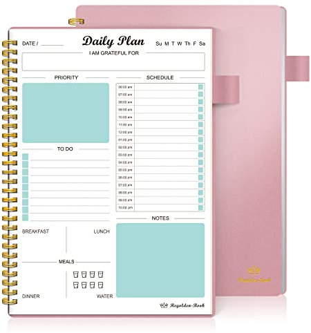 Regolden-Book To Do List Notebook Organizers - Undated Daily Planner & Journal (7x10) (Pink)