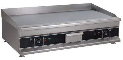 GastroHero Piastra elettrica liscia, 1000 mm, dispositivo da tavolo, 6 kW, in acciaio inox, 2 zone di riscaldamento, 400 V, piastra professionale da cucina