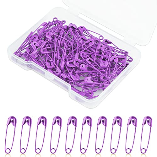19 mm Säkerhetsnålar, 120 St Mini Säkerhetsnålar i Metall Safety Pins för Kläder Etiketter Hijab Hantverk Quiltning Klänning Berlocker Smyckestillverkning (Lila)