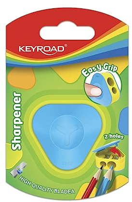 KEYROAD Ergonomischer Doppel-Anspitzer Dreieckiger/Stahlklingen/Mischfarben