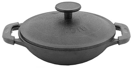 BIOL Servierpfanne 14 cm aus Gusseisen emailliert Wok-Pfanne Bratpfanne Servierpfännchen für Fajitas, BBQ, Omelette, Tapas und Desserts Gusspfännchen Gusswok