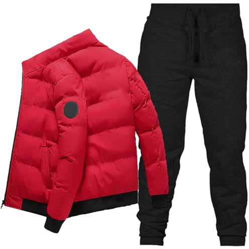 KBOPLEMQ Costume de ski pour homme en duvet d'hiver chaud Costume neige décontracté Ensemble de deux pièces Ensemble de veste et pantalon de snowboard Vestes et pantalons pour homme Automne Hiver