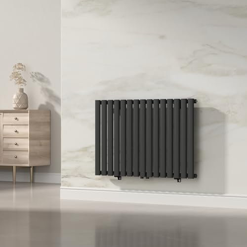 [neu.haus] Termosifone da Parete Radiatore Design Riscaldamento ad Acqua Calda Termoarredo a Pannello Singolo con Elementi Tubolari 60 x 90 cm - Nero