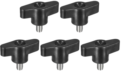 sourcing map Klemmschraubenknauf, M6 x 10 mm, 304 Edelstahl, T-förmige Rändelschrauben, Griff für schnelles Entfernen des Handspannknaufs, 5 Stück