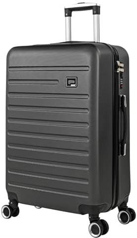 SKPAT - Valigia Da Stiva Rigida - Trolley Grande Con Ruote, Valigia 23kg Per Viaggi, Trolley Da Stiva Resistente. Lucchetto a Combinazione, Antracite