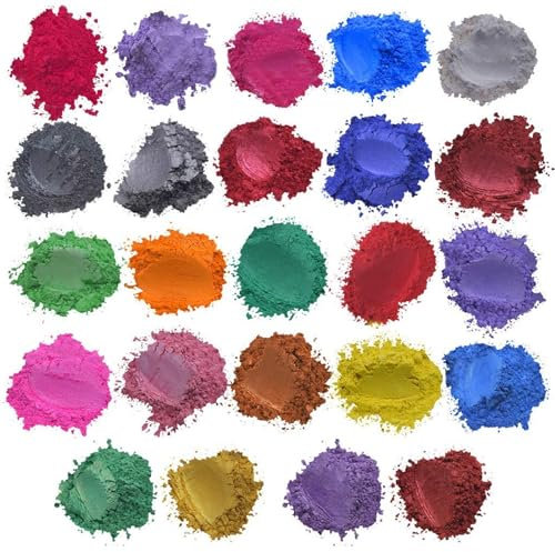 Rifuli # 24 Arten metallischer Epoxidfarben x 5 Gramm Seifenfarben-Set, farbiges Pigment, Glimmerpulver, metallische Epoxidfarben, leicht glitzernd (Pink, One Size)