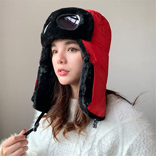RajoNN Hüte Winter Russische Mütze mit Ohrenklappe Warme Männer Winddichte Brille Trapper Cap Ohrenklappe