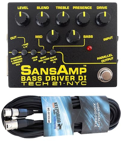Tech 21 SansAmp Bass Driver DI V2 Preamp Effektpedal + keepdrum XLR-Kabel
