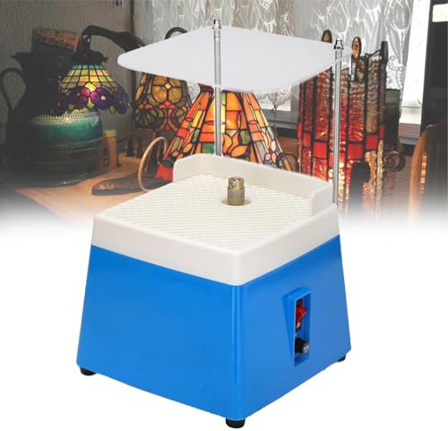 Kindevieft Mini Smerigliatrice Automatica per Vetro Colorato Ad Acqua, Smerigliatrice da Tavolo Fai-da-Te, Smerigliatrice Portatile per Vetro Ceramico, Materiali Duri Fragili,Blue(220V)