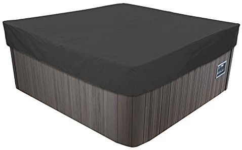 Spa-skyddsfodral, robust 600D oxfordtyg spa överdrag med spännen och dragsko, vattentät, skyddande vattentät spa-filt - svart | 215 x 215 x 30 cm