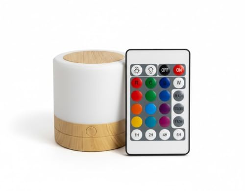 Bahía Aventura Lámpara de Noche LED Táctil Multicolor con Control Remoto - Luz de Noche Recargable USB - Multicolor - Ideal para Bebés, Niños, Dormitorio, Decoración y Viajes - Diseño Mini 8x8cm