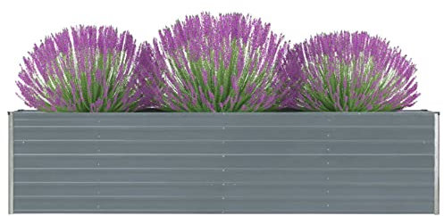 heybb Jardinera elevada Acero galvanizado Gris 320x40x77 cm Invernadero PequeñO Semillero Plastico Mesa Cultivo Invernadero