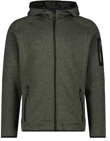CMP Herren Giacca In Knit-tech Da Uomo Con Cappuccio Fisso Jacke, Olive-Nero, XL EU