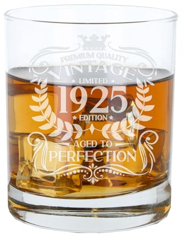 Always Looking Good 101st Birthday Gift for Men Vintage 1925 Aged to Perfection Engraved Whiskey Glass Present for 101 Year Old Etched Whisky Bourbon Scotch Lowball Tumbler Glasses