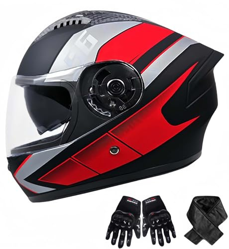 Motorradhelm, integrierter Klapphelm mit ECE-Zertifizierung, hochklappbarer Integralhelm, Motorrad-Schutzhelm mit Visier, integrierter Helm, Herren- und Damenhelm F,55-61CM